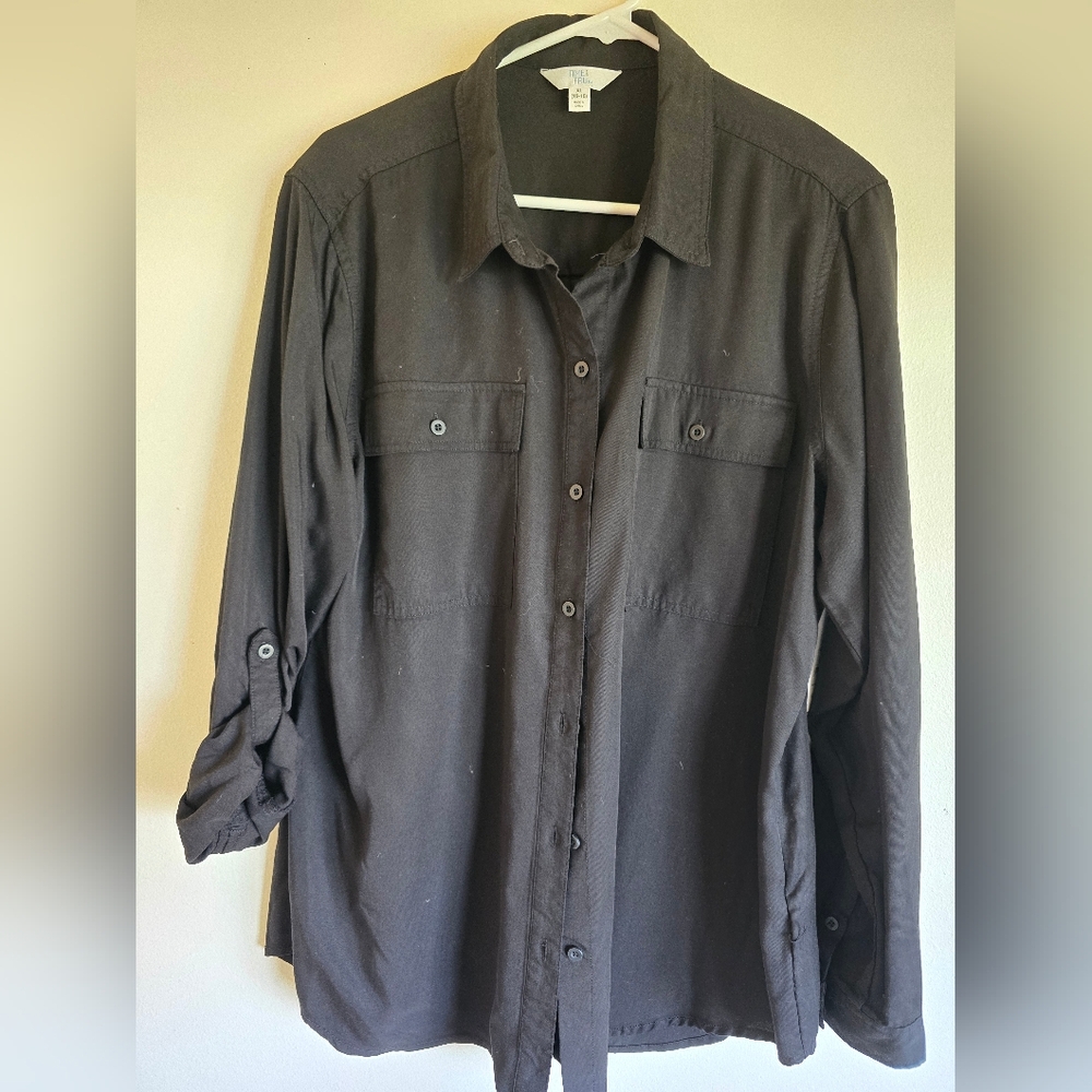 Time and Tru utility shirt,longsleeve,black button-down shirt. XL large.
